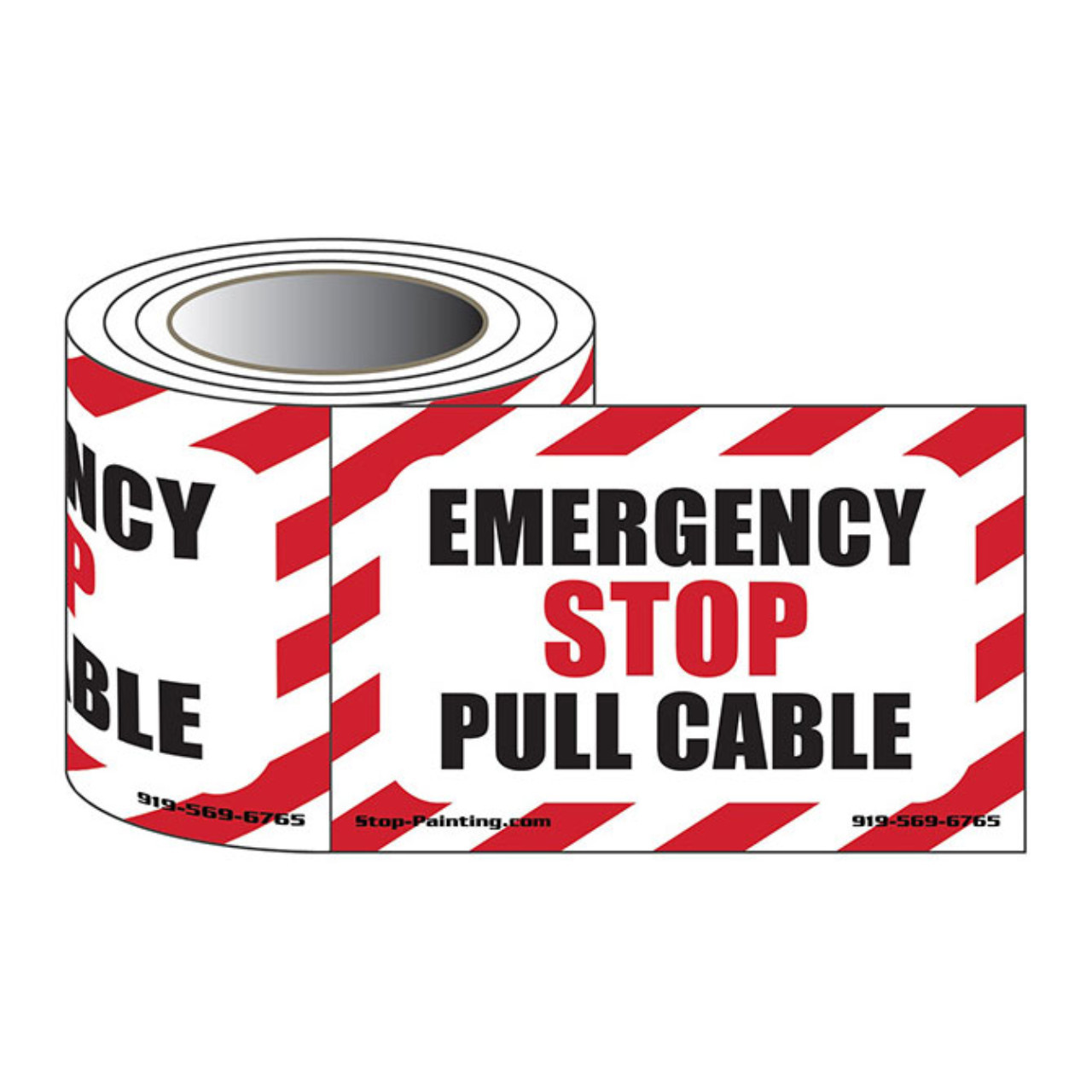 Stop Pull Cable Safety Labels Roll of 100 Labels