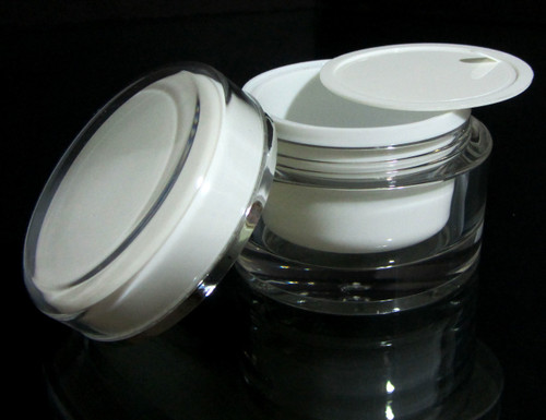 Acrylic Cosmetic Beauty Containers Cream Jars w/ Sealing Disc - 50ml