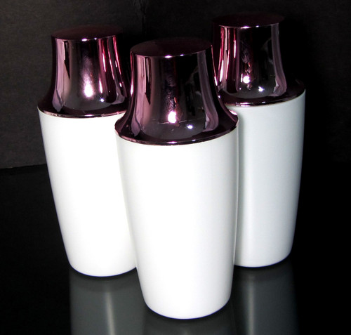 Plastic Bottles White with Pink Cap Beauty Containers - 8.5 oz. - sku #9328