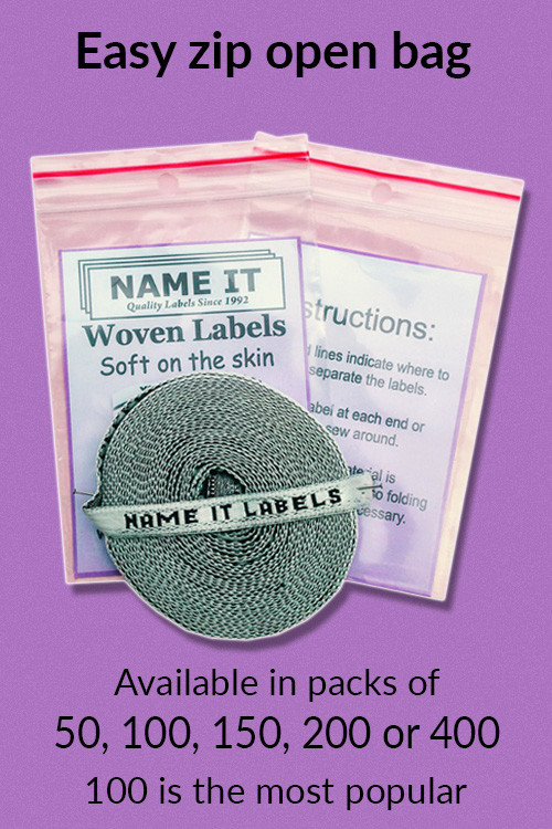 Sew on woven name labels