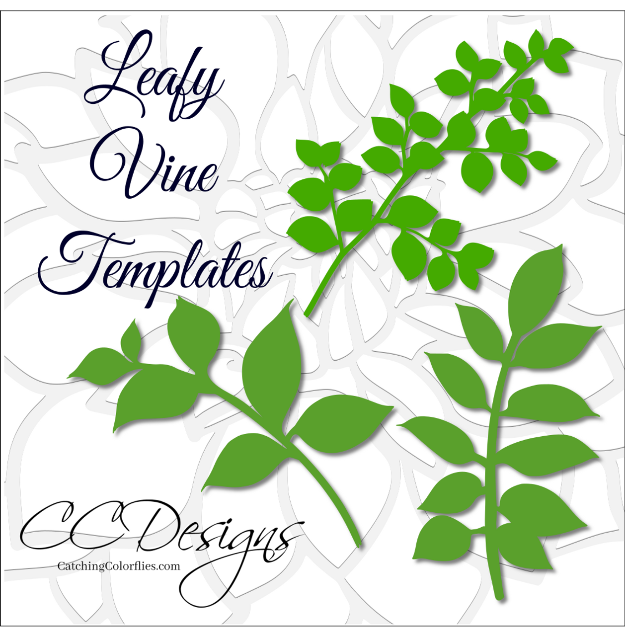 leafy vine set leaf svg template catching colorlfies