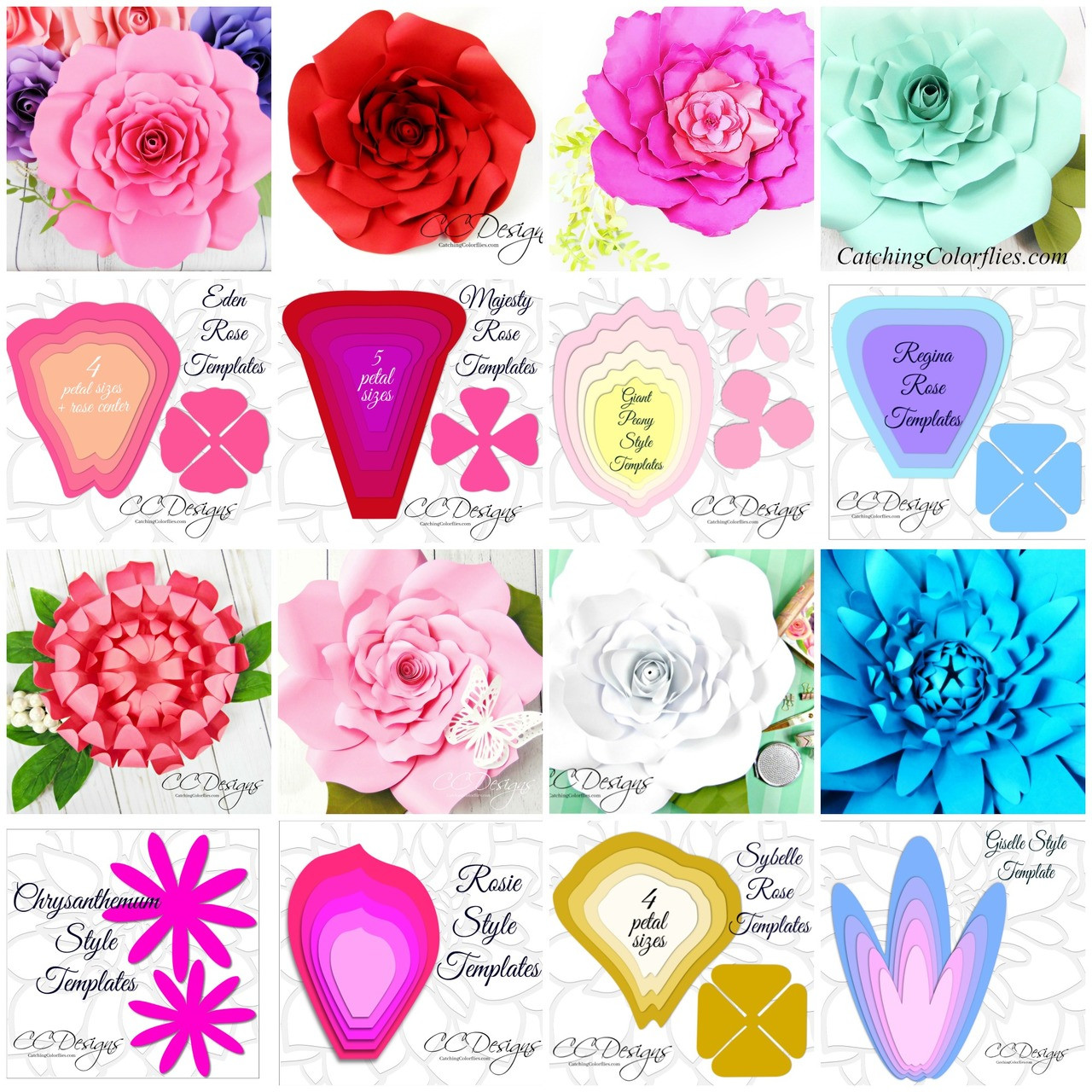 giant flower template set of 16 flower templates plus paper flower outline