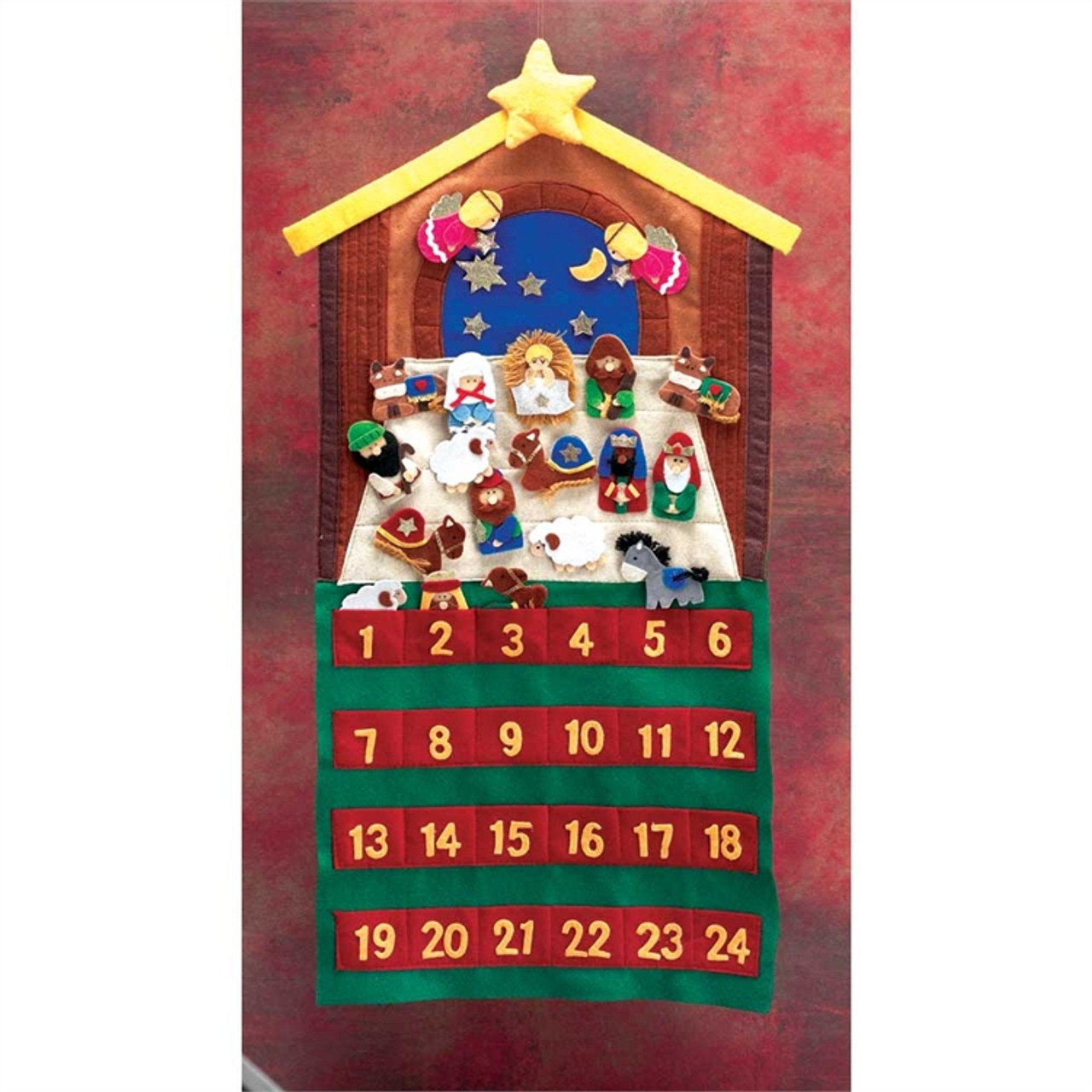 Childrens Advent Calendar Felt 24 Movable Pieces Pockets 29