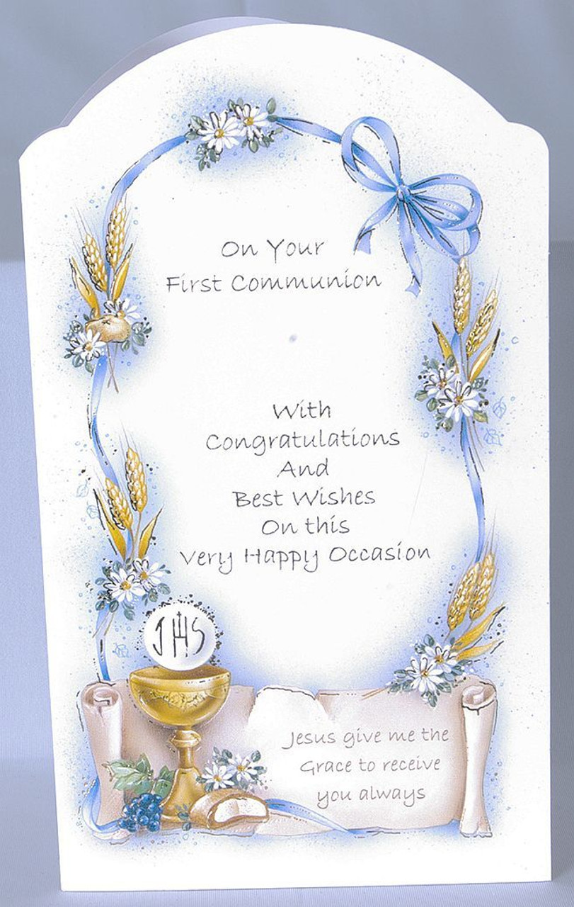 First Communion Greeting Card Arch Shape With Eucharist 4" x 6