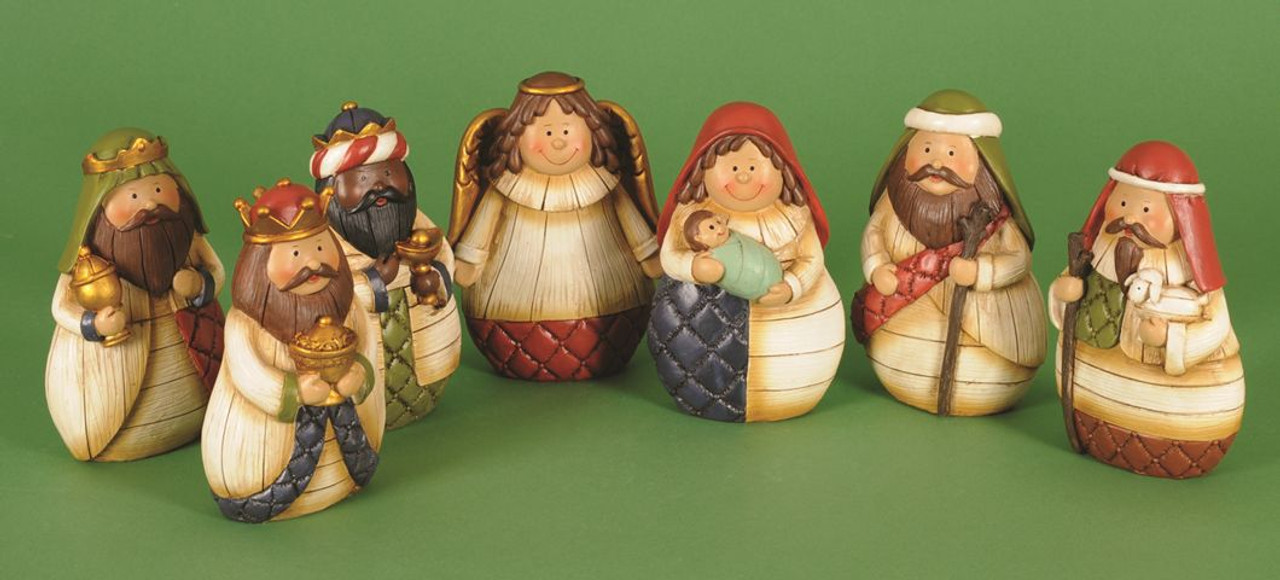 7 Piece Children's Nativity Set Rounded Figures Quilted Look 6