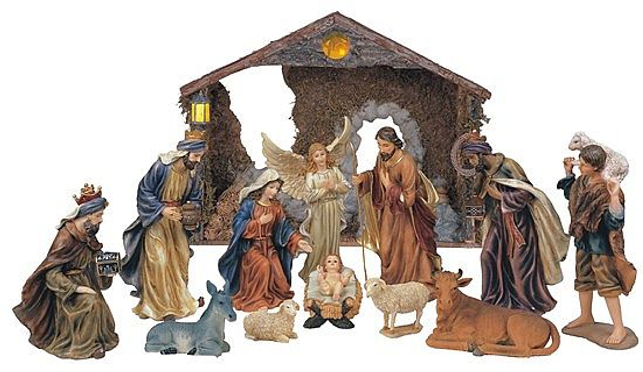 12 Piece Nativity Traditional 12" inches Stable GSC296 F.C