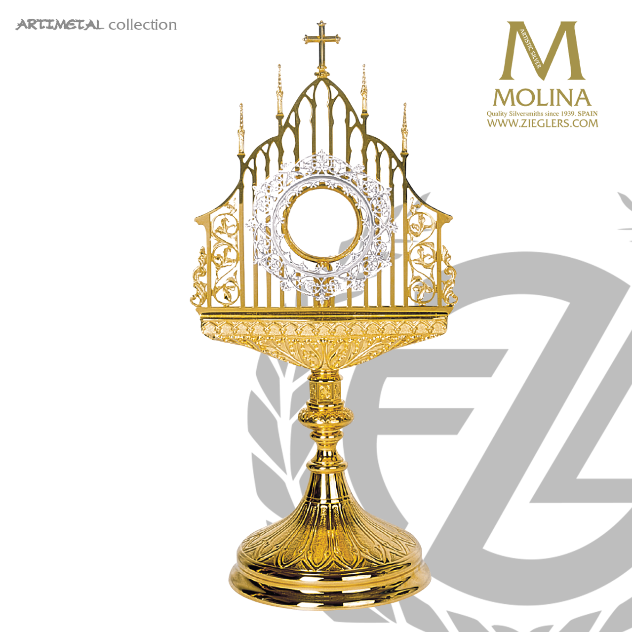 monstrance 21 3 4 gothic style open work filigree 5580 spain