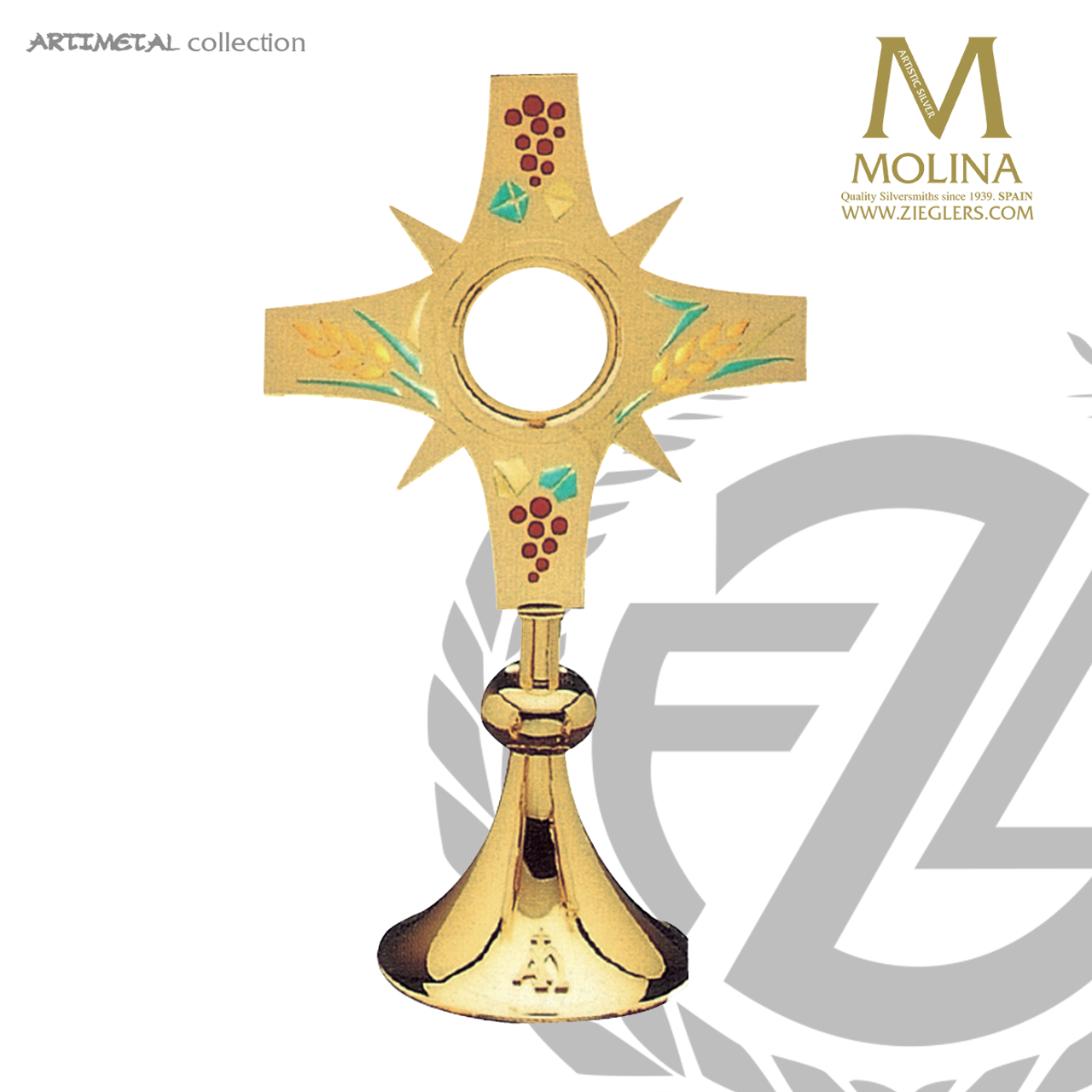 grapes wheat monstrance 16 1 2 enamel color accents optional