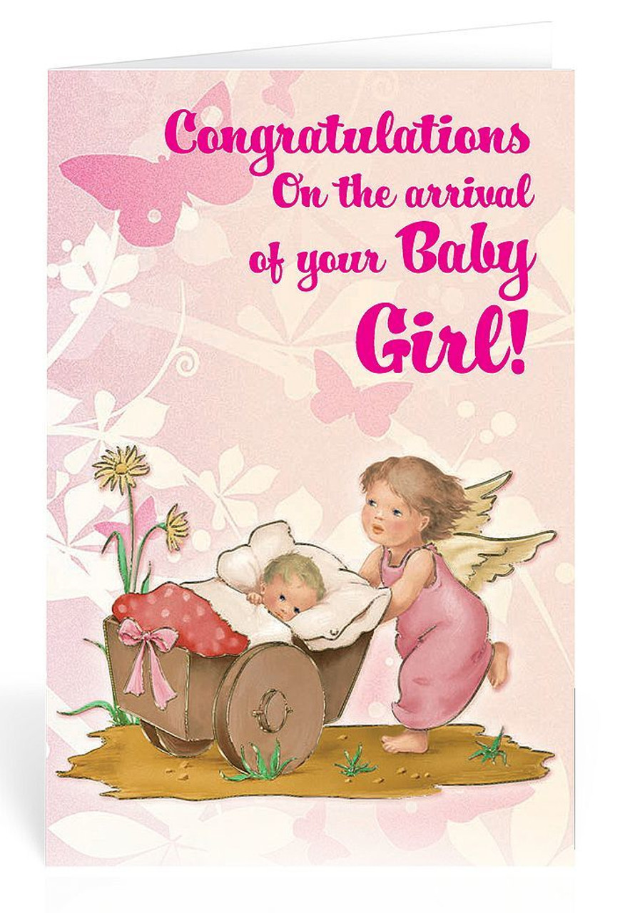 New Baby Greeting Card Girl Congratulations Guardian Angel