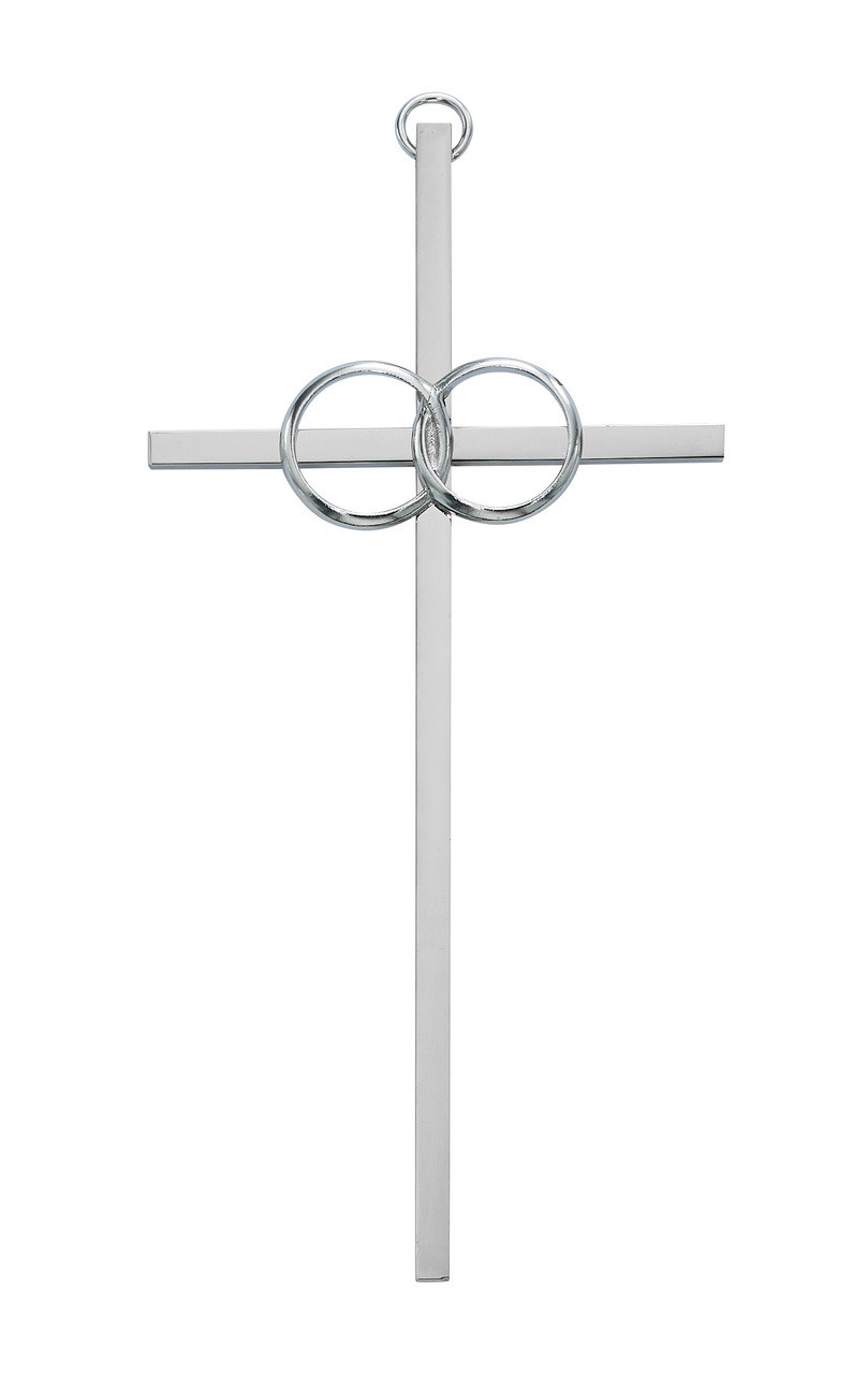 Wedding Cross Silver Color Intertwined Rings Loop For Hanging