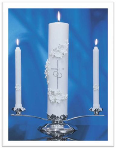 Wedding Unity Candle Set Holy Matrimony Silver/White F.C. Ziegler