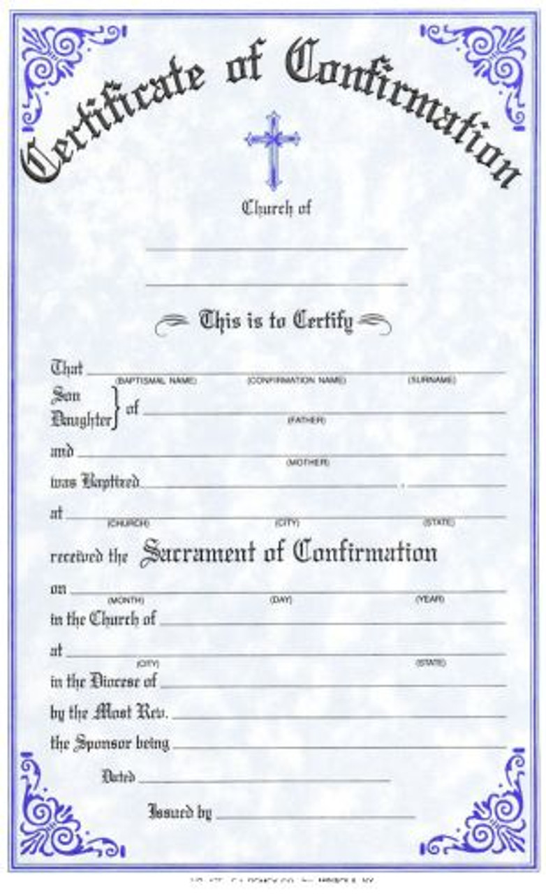 Confirmation Forms Certificate Style #175 F C Ziegler Company