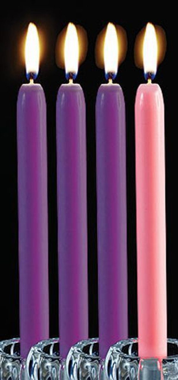 Chace Advent Candle Set 3 Purple & 1 Pink Metal 3/4" x 12" F.C