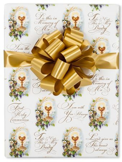 appropriate gift for first communion catholic first communion gift wrap with blessed sacrament scripture and floral accents measures 24 inches by 10 24 appropriate gift for first communion catholic first communion gift wrap with blessed sacrament scripture and floral accents measures 24 inches by 10 24