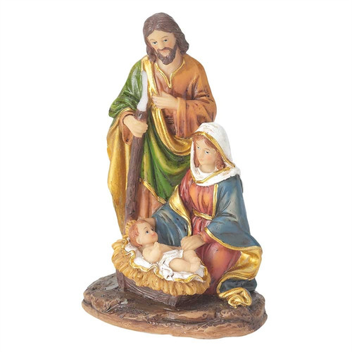 10 Inch Guardian Angel with Holy Family Resin Nativity Statue