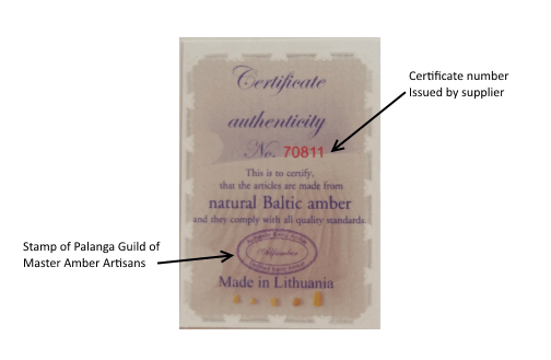 Amber Authenticty Certificate Amber Authenticty Certificate