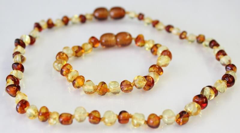 bi-color amber teething necklace