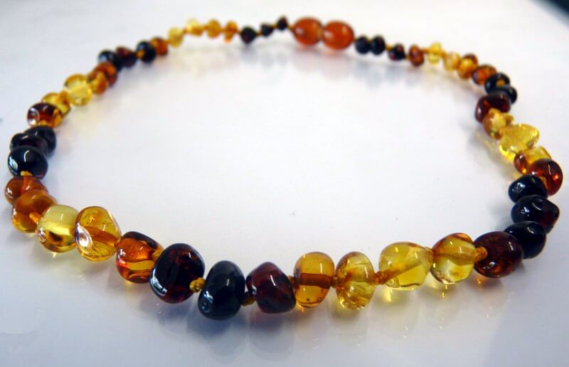 rainbow amber teething necklace