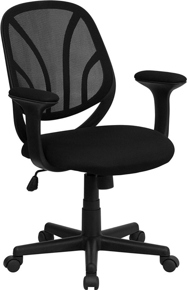 flash furniture y go chair trade mid back black mesh swivel task