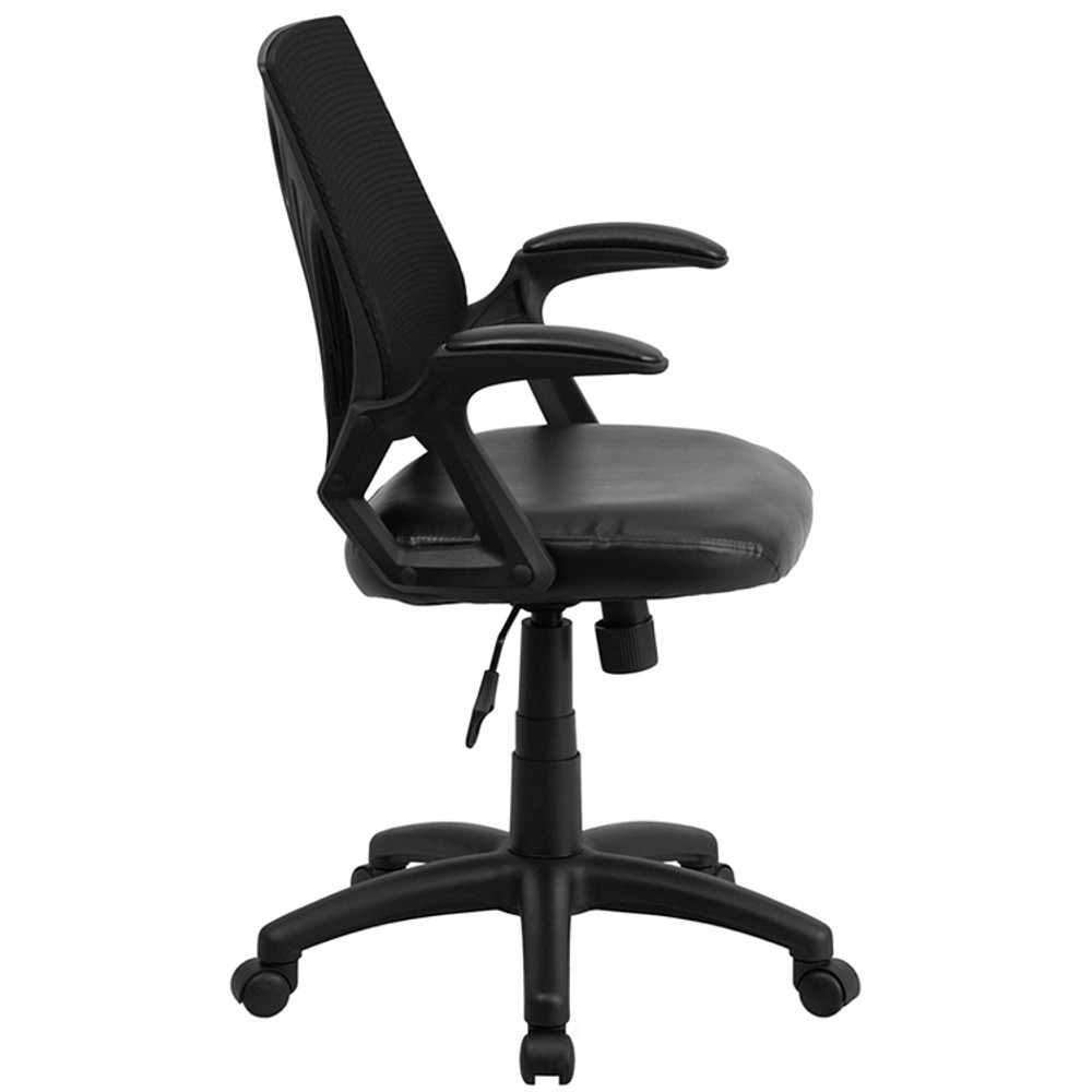 flash furniture mid back black mesh swivel task chair with leather