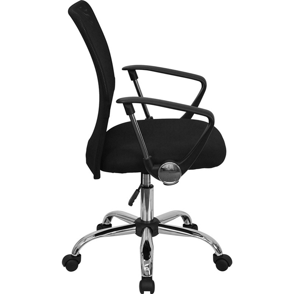 flash furniture mid back black mesh swivel task chair with chrome
