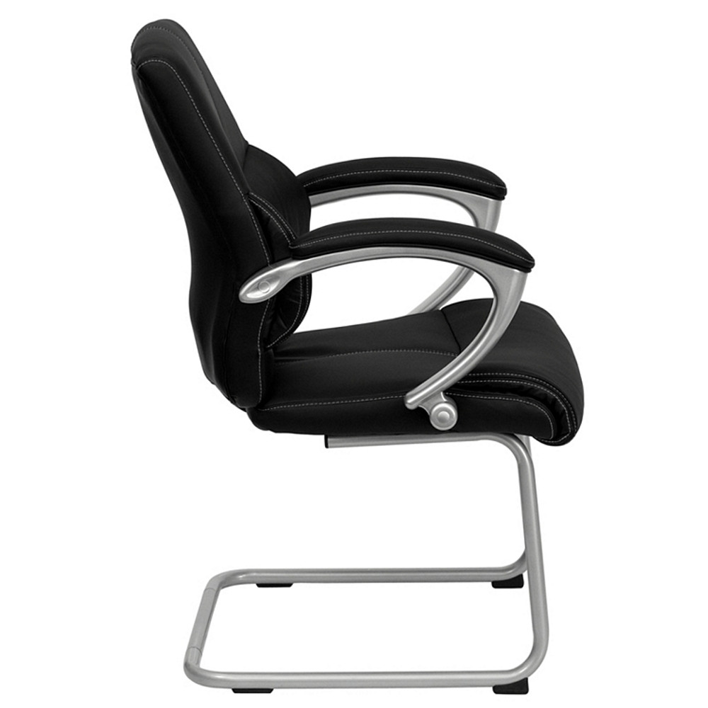 flash furniture black leather executive side reception chair with