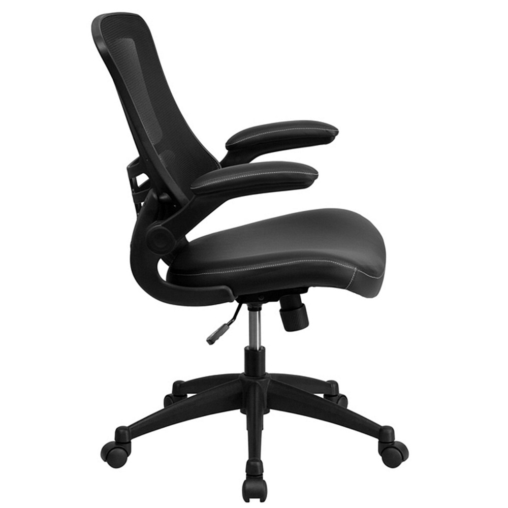 flash furniture mid back black mesh swivel task chair with leather