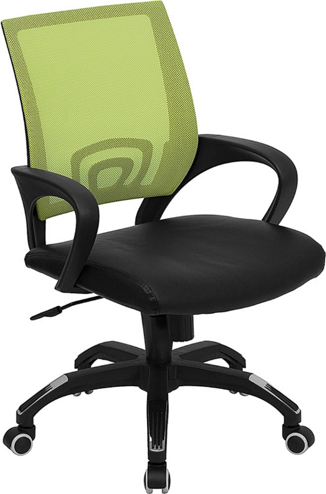 flash furniture mid back green mesh swivel task chair with black