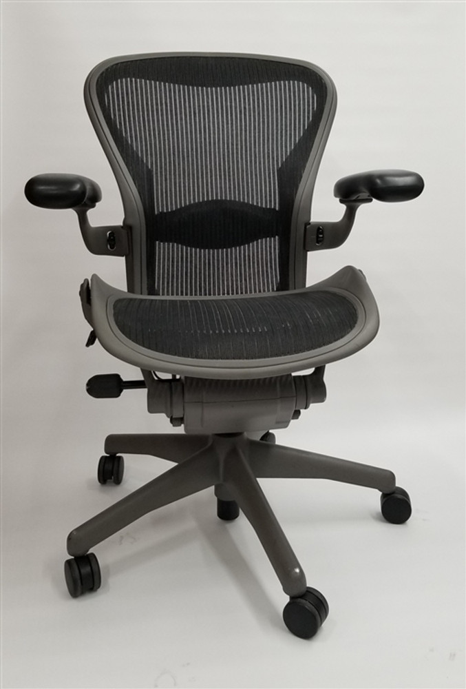 herman miller aeron chair size b fully featured gray frame black mesh