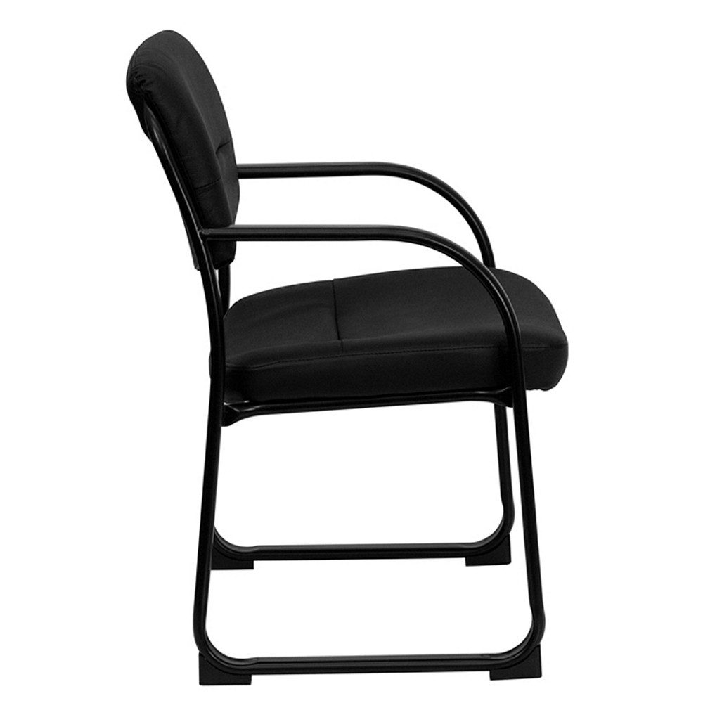 flash furniture black leather executive side reception chair with