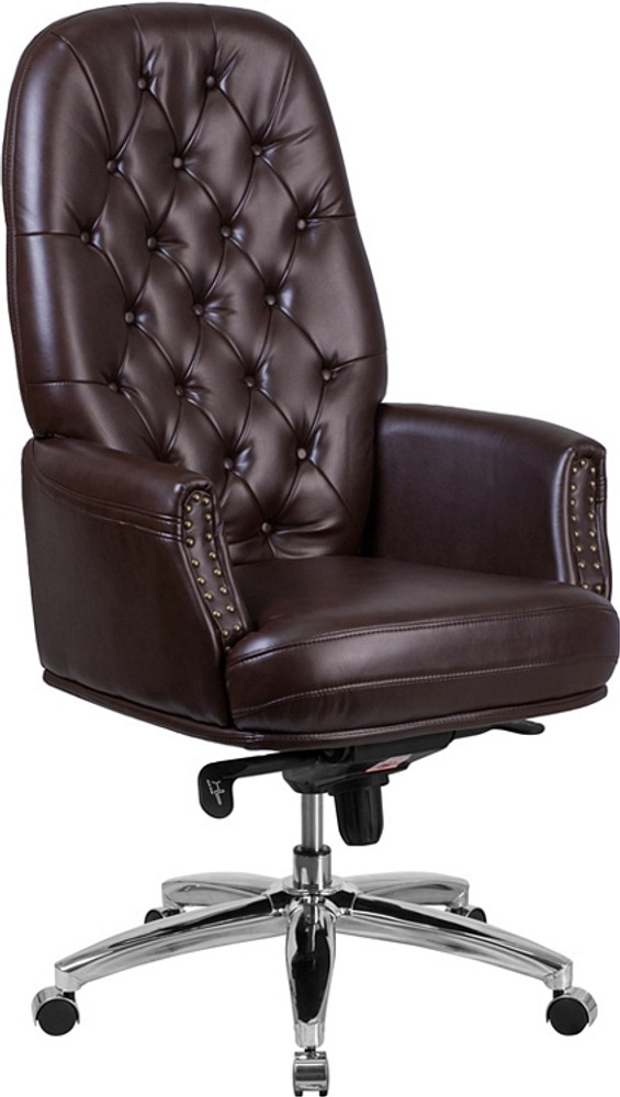 flash furniture high back traditional tufted brown leather