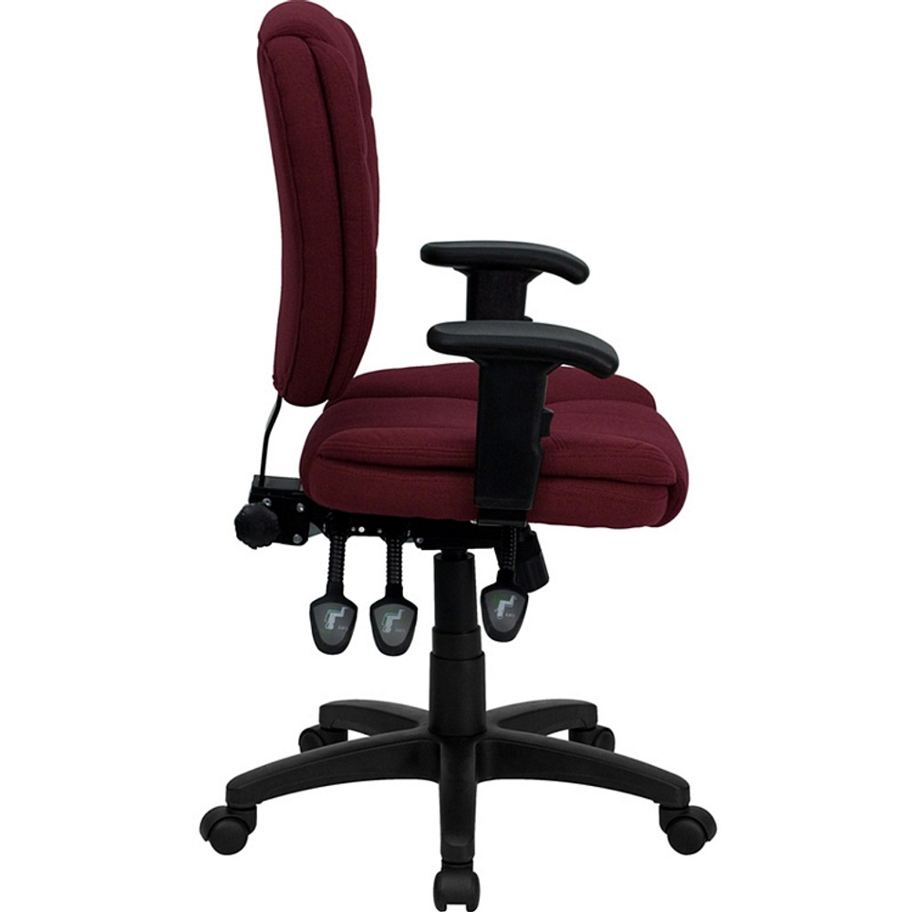 flash furniture mid back burgundy fabric multifunction ergonomic