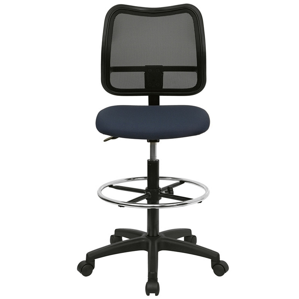 flash furniture mid back navy blue mesh drafting chair