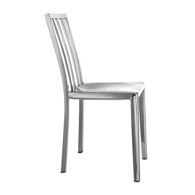 Fine Mod Eve Steel Dining Side Chair Polished Steel