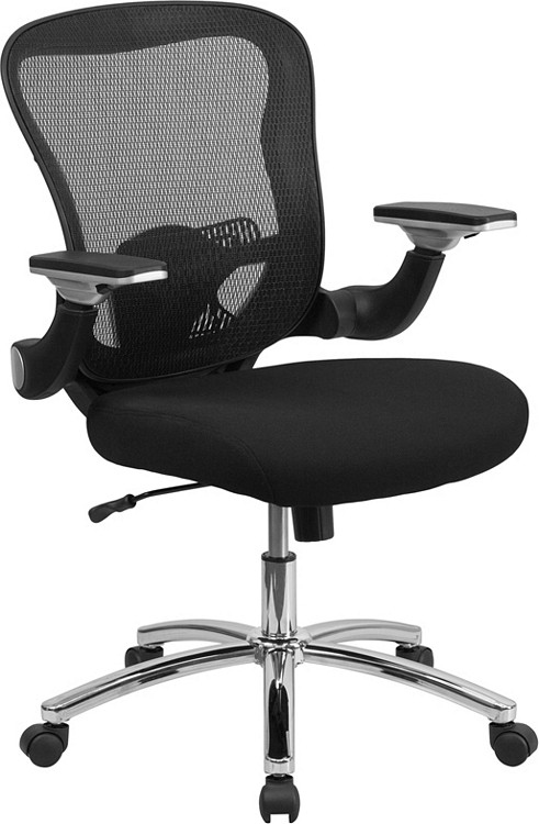 Bulk Lot 100 Lemoderno Mid-Back Black Mesh Executive Swivel Chair with Height Adjustable Flip-Up Arms