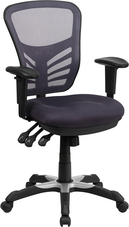 Bulk Lot 25 Lemoderno Mid-Back Dark Gray Mesh Multifunction Executive Swivel Chair with Adjustable Arms