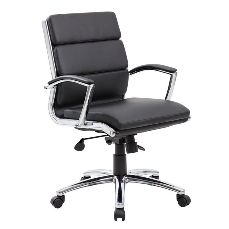 Boss Executive CaressoftPlus Chair with Metal Chrome Finish - Mid Back B9476-BK