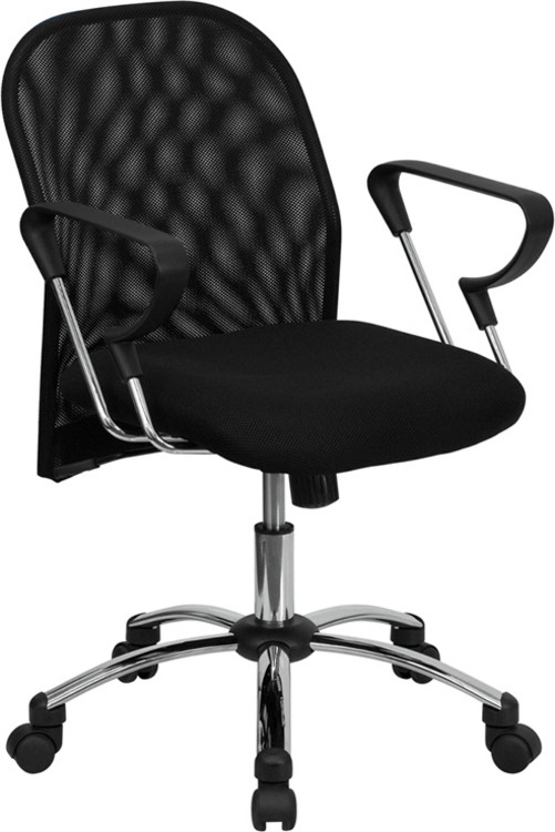flash furniture mid back black mesh swivel task chair with chrome