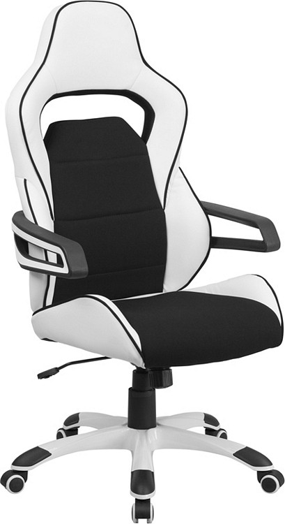 flash furniture high back white vinyl executive swivel chair with