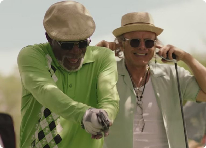 Morgan Freeman Wearing Tattoo Golf Shirts In New Movie
