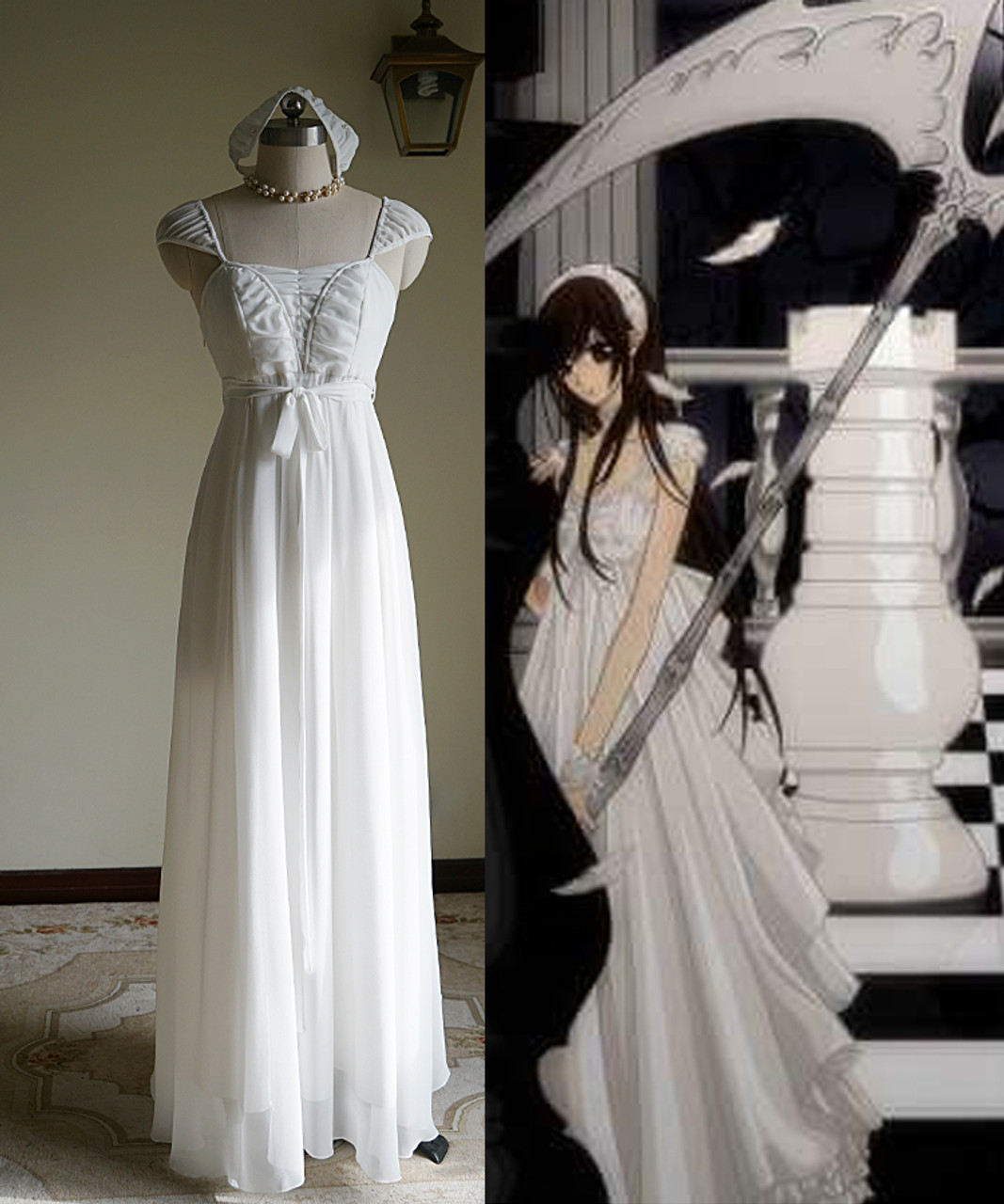 Vampire Knight Cosplay Yuki Cross Yuki Kuran Pure White Maxi Dress Costume