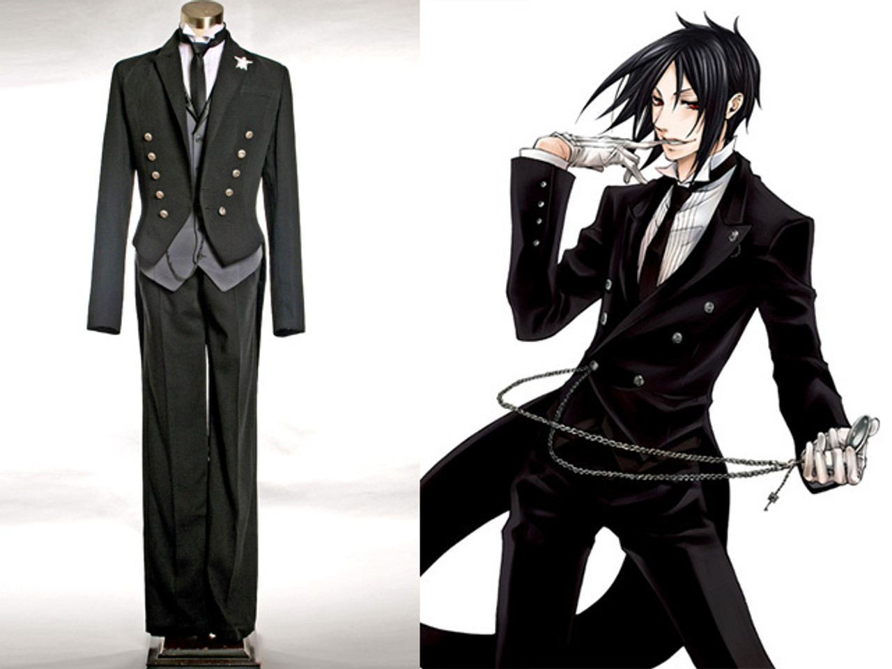 Black Butler Kuroshitsuji Cosplay, Sebastian Michaelis Butler Outfit