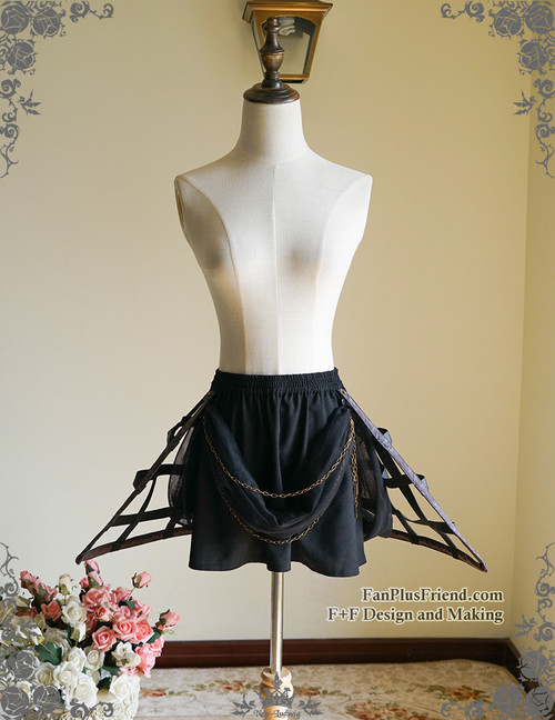 Steampunk Crinoline Petticoat Short Cage Skirt Hoop Skirt Black White Steampunk Crinoline Petticoat Short Cage Skirt Hoop Skirt Black White