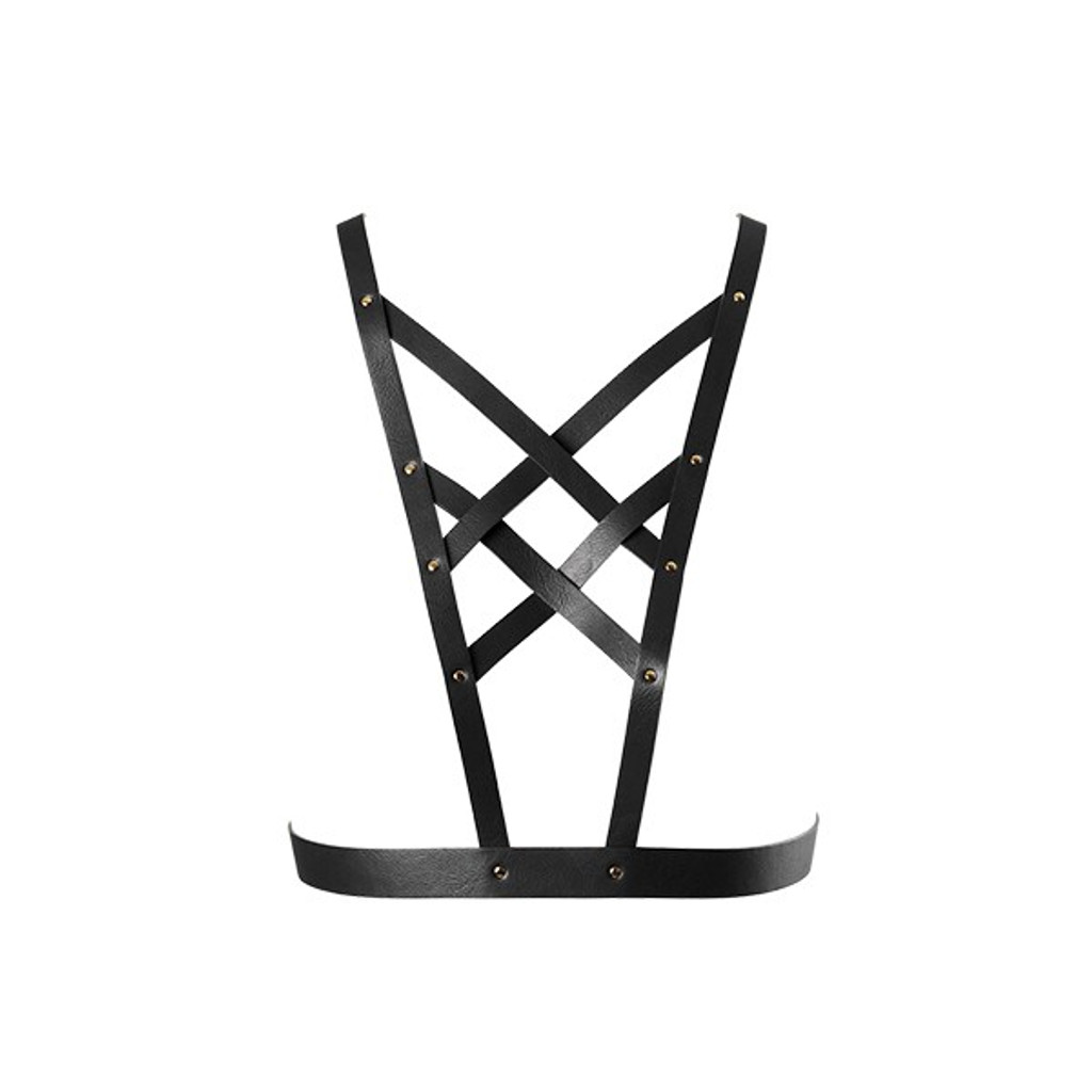 Maze Vegan Leather Cross Cleavage Harness