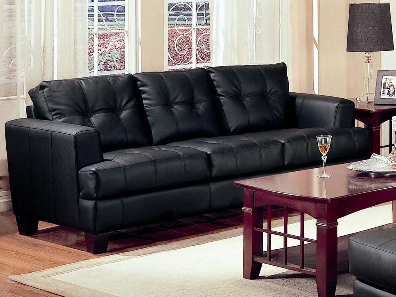 coaster samuel contemporary leather sofa
