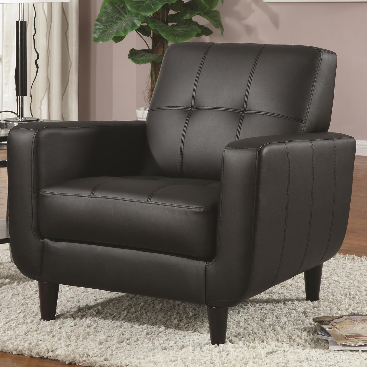 Coaster LeAndrew Round Wood Accent Chair in Black
