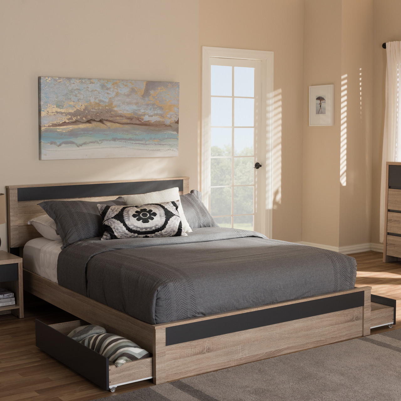 Baxton Studio Jamie Modern and Contemporary Two-Tone Oak ...