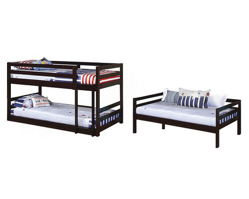 Coaster Mythos Triple Layer Bunk Bed in Cappuccino