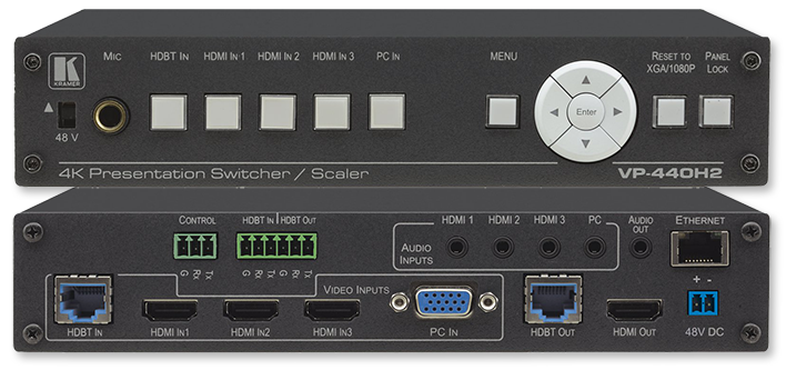 Kramer VP-440H2 5-Input 4K60 Presentation Switcher with HDBaseT & HDMI Outputs