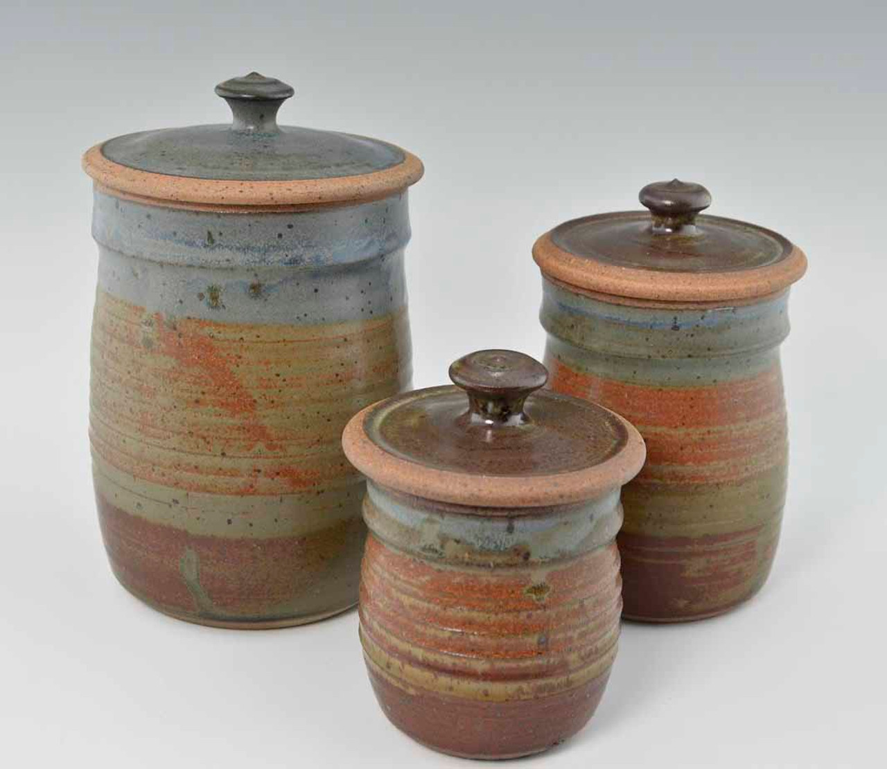 Handmade Pottery Canister Set Oasis Glaze Giftedpottery Handmade Pottery Canister Set In Oasis Glaze